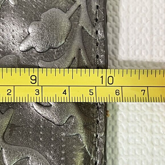 PATRICIA NASH St. Croce Tooled Italian Leather Wallet Wristlet Pewter Gray Strap - Picture 10 of 17